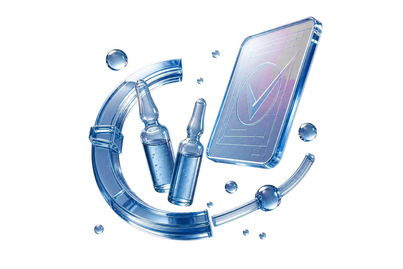 Transparent blue laboratory verification object
