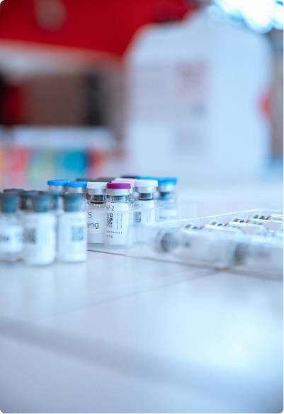 Prepared sample vials in a laboratory
